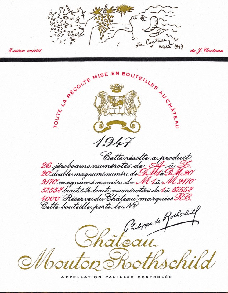 Mouton Rothschild 1947 Label by Jean Cocteau