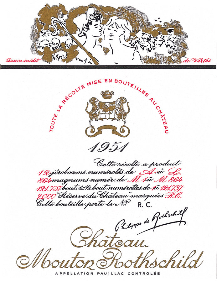Mouton Rothschild 1951 Label by Marcel Vertès