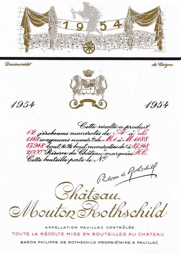 Mouton Rothschild 1954 by Jean Carzon