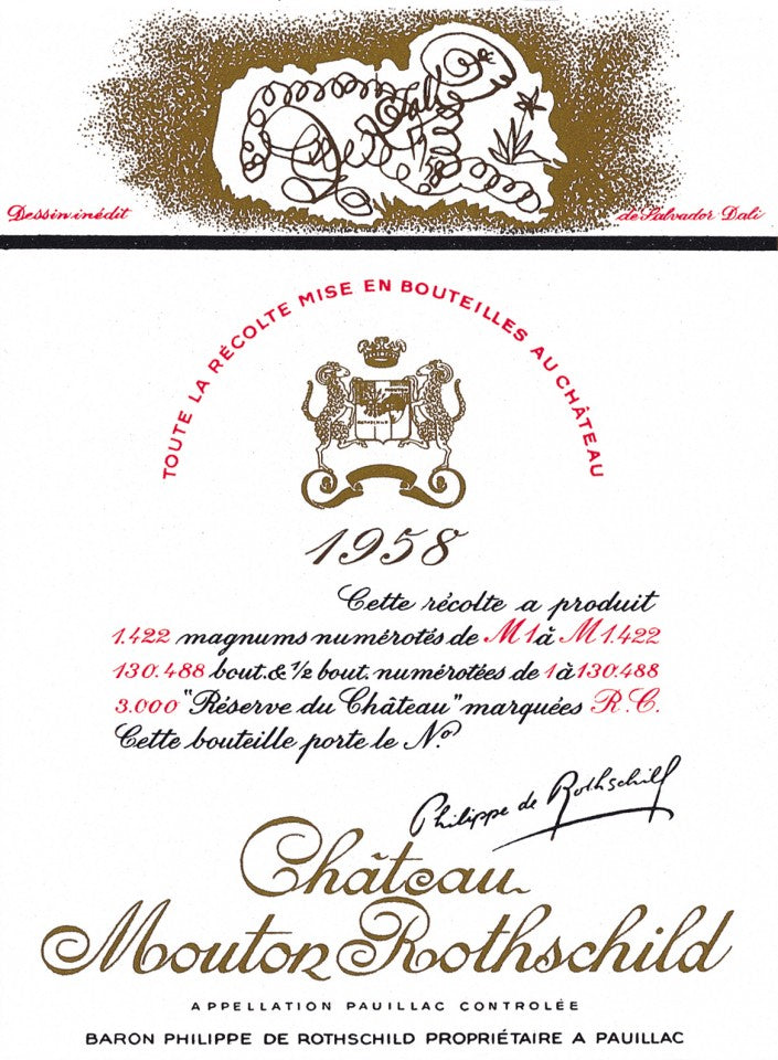 Mouton Rothschild 1958 Label by Salvador Dalí