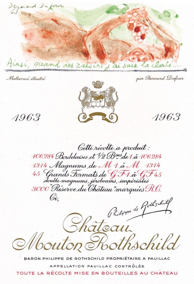 Mouton Rothschild 1963 Label by Bernard Dufour