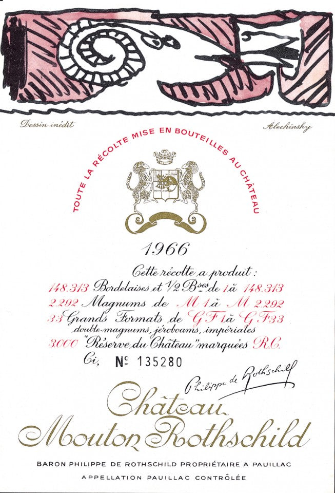 Mouton Rothschild 1966 Label by Pierre Alechinksy