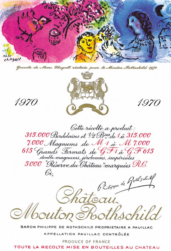 Mouton Rothschild 1970 Label by Marc Chagall