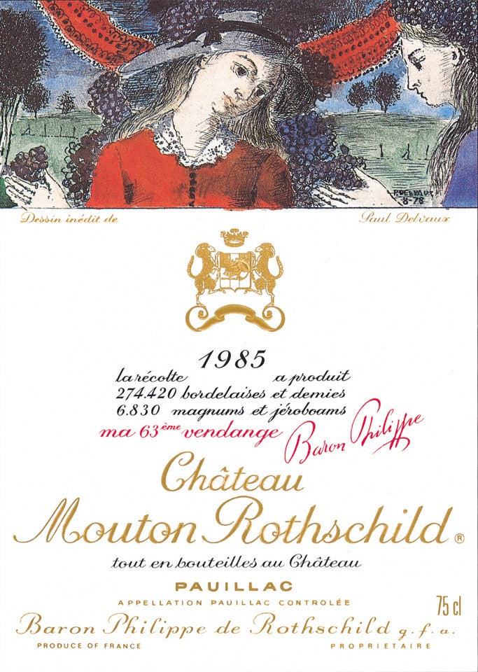 Mouton Rothschild 1985 Label by Paul Delvaux