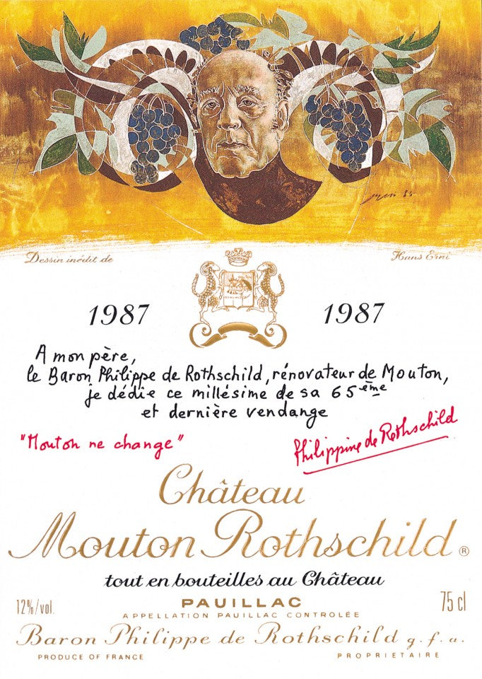 Mouton Rothschild 1987 Label by Hans Herni