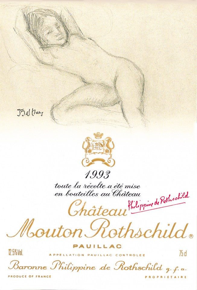 Mouton Rothschild 1993 Banned Label by Balthus